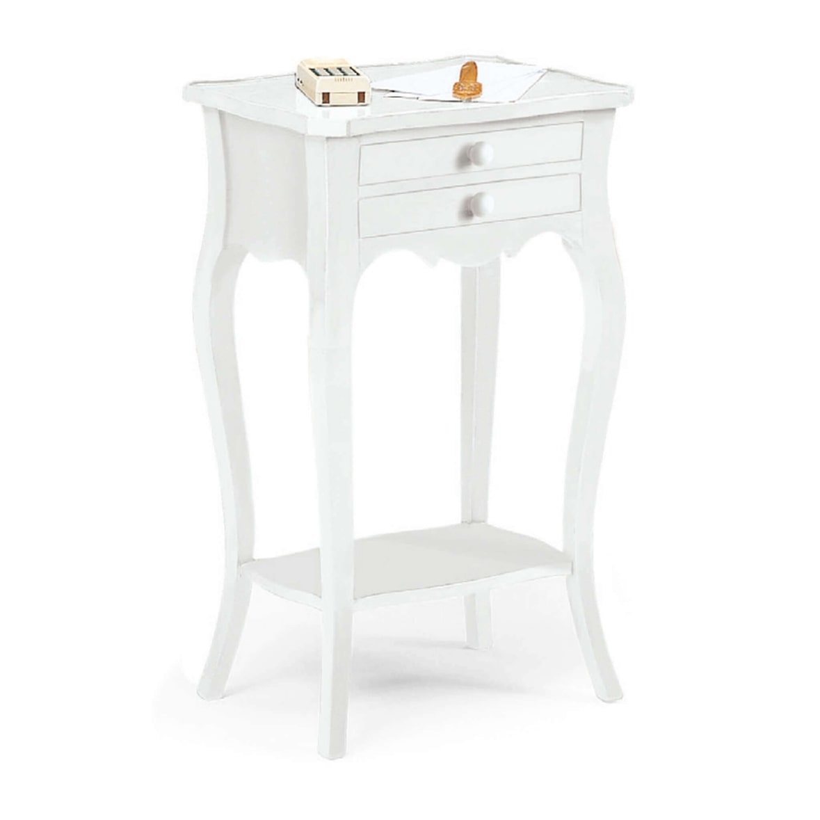 JUSTIN mobile portatelefono in legno massello 44x32x71 colore Bianco