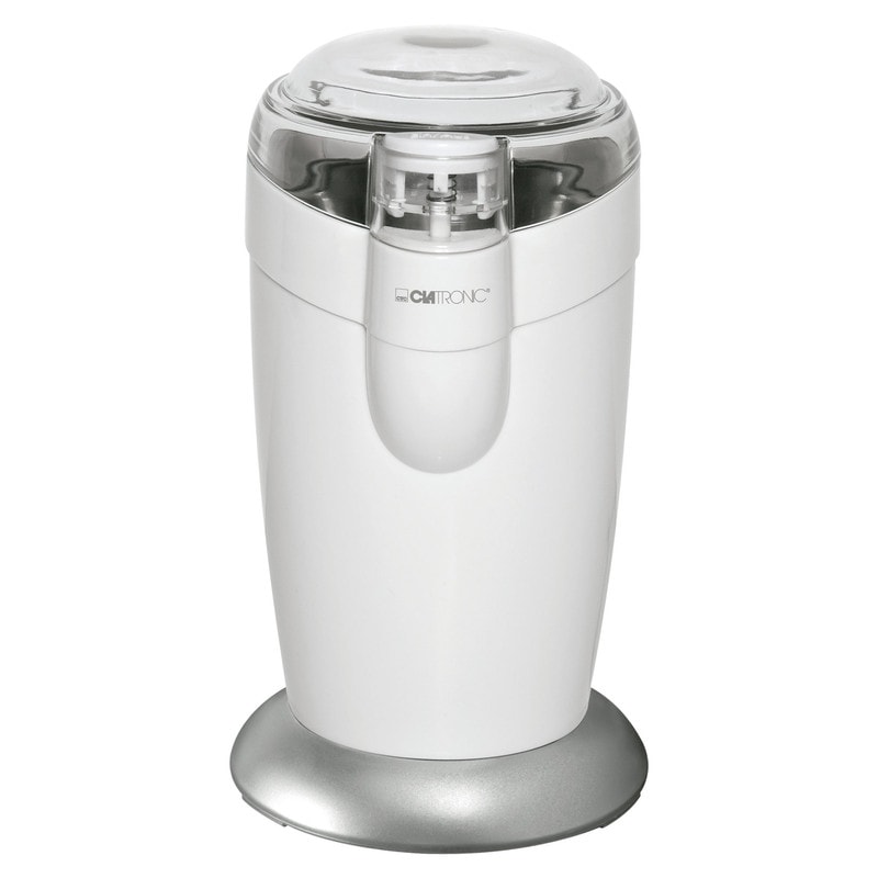 Clatronic KSW 3306 Molinillo Café Eléctrico, Especias, Semillas, 40 g café 20 tazas café, Cuchillas Acero Inox., Blanco, 120W