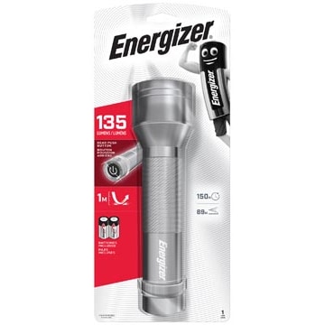 ENERGIZER Torche métal 2D 6 LED Gris autonomie 150 h portée 89 m fournie avec 2 piles D