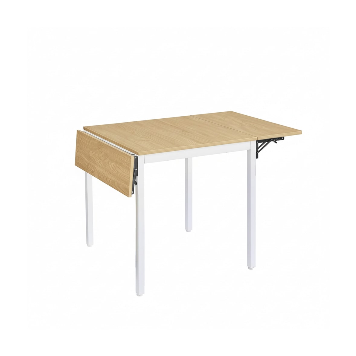 Relaxdays Esstisch klappbar, 2-4 Personen, HBT: 76x120x78 cm, platzsparender Klapptisch, Küche, MDF & Eisen, natur/weiß