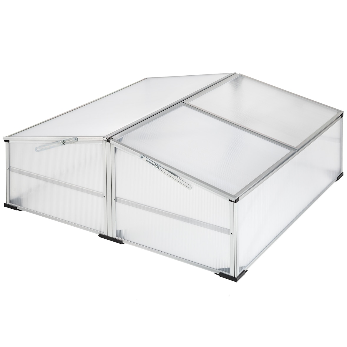 tectake Mini serre en aluminium - 102 x 102 x 41 / 31 cm blanc transparent