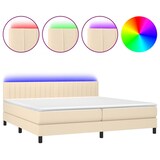 thumbnail of vidaXL Boxspringbett mit Matratze & LED Creme 200x200 cm Stoff