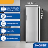 thumbnail of Exquisit Gefrierschrank gross, 204l Nutzinhalt, Nofrost, Alarmfunktion, 4-Sterne-Gefrieren, 4 Schubladen, Abtauautomatik GS5271-NF-H-040E inoxlook