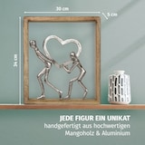 thumbnail of Dekofigur Holding Hearts 34,5 cm aus Mangoholz und Aluminium Skulptur im Holzrahmen mit zwei Personen und Herz Symbol für Liebe und Zusammenhalt
