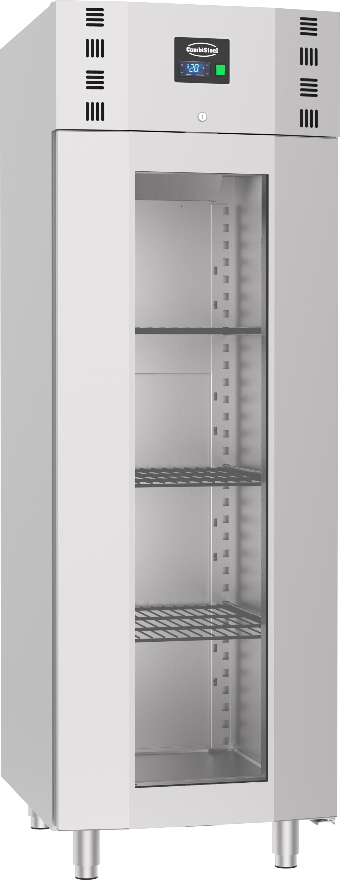 Tiefkühlschrank CAPYBARA | 1x abschließbare Glastür + LED | 700 Liter, HxBxT 205x70x81cm | -10/-22°C | Edelstahl | + CHEFGASTRO Geschirrtuch