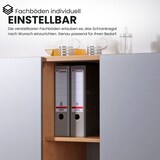 thumbnail of bümö Schwebetürenschrank, Sideboard Weiß/Silber - Büromöbel Sideboard Holz 160cm breit, 42cm schmal, Büro Schrank mit Schwebetür für Flur oder als