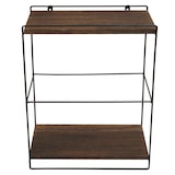 thumbnail of Wandplank HWC-K77, hangplank Keukenplank, massief hout metaal industrieel 2 planken 50x35x17cm ~ donkerbruin