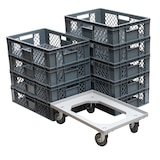 thumbnail of 9 Stück Bäckerkisten 600 x 400 x 150 mm + 1 Transportroller Typ C in Grau