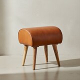 thumbnail of Echtleder Sitzhocker aus Massivholz, Braun, 120 kg Belastbarkeit. 45x40x53 cm | Kadima Design
