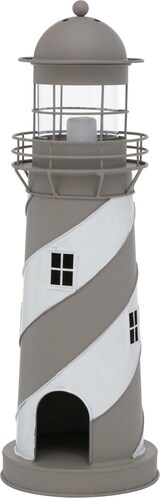 thumbnail of Kerzenlaterne Amrum Leuchtturm H.48 Ø.16 cm grau weiß Stückpreis