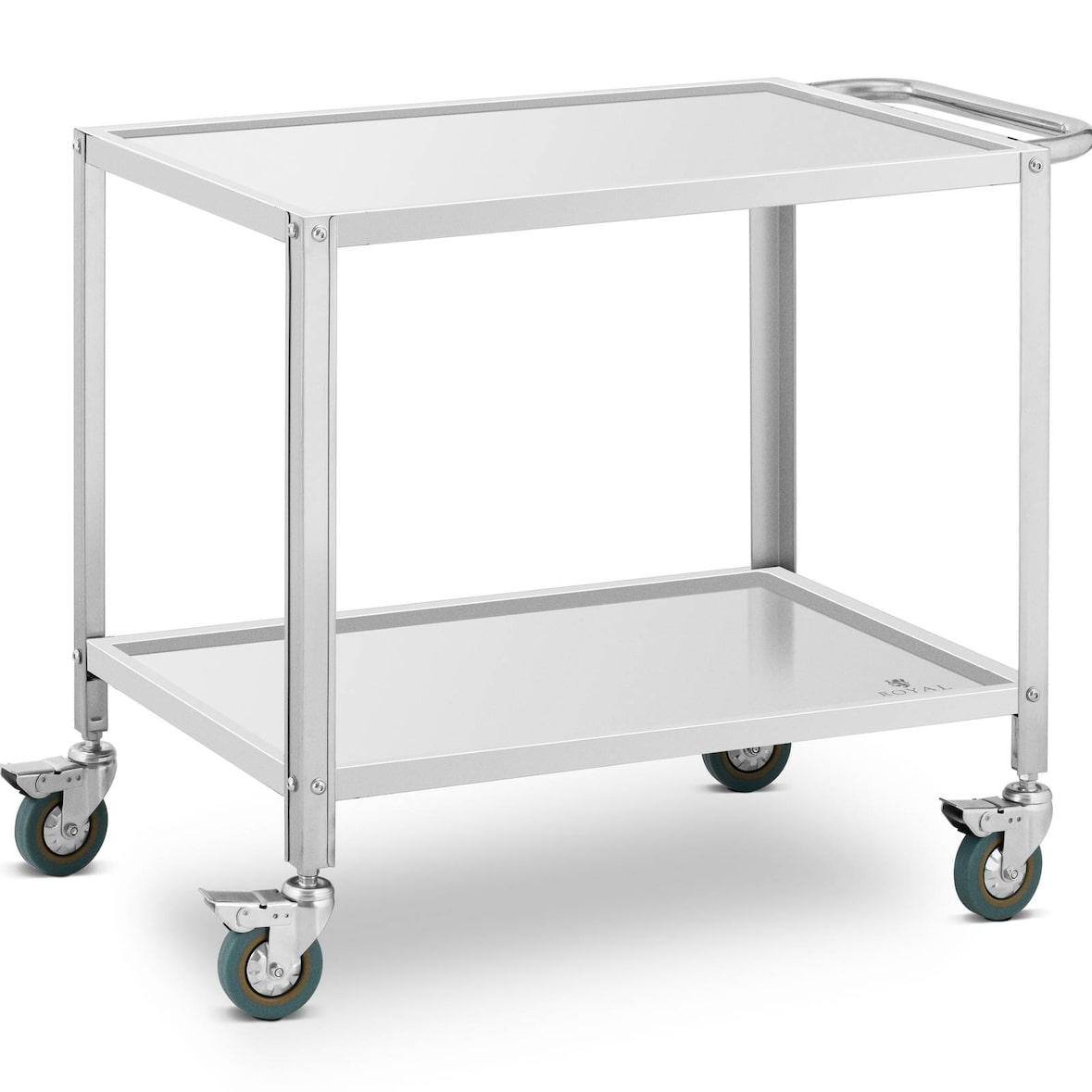 Royal Catering Servierwagen - Edelstahl - 2 Borde - Ablagen: 80 x 57 cm - 300 kg - 53 cm Abstand -