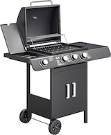 thumbnail of Barbacoa de Gas BBQ con Ruedas Parrilla 3+1 Quemadores 11,6 KW 2 Mesas Laterales Armario de 2 Puertas y Termómetro Acero Inoxidable 110x50x100 cm