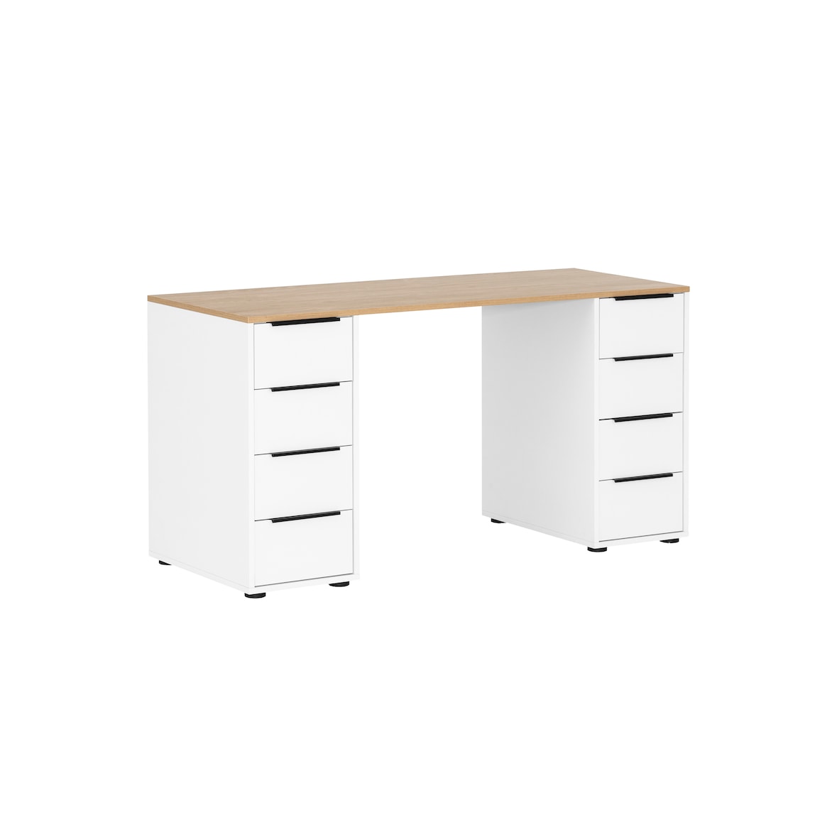Möbelpartner Schreibtisch Kangaroo | HxBxT 73x140x55,5cm | 8 Schubladen | Eiche/Weiß | Bürotisch Arbeitstisch Computertisch von PROREGAL