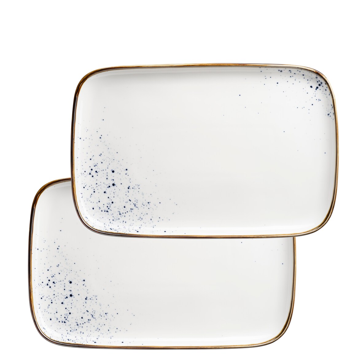 MÄSER Platte 30 x 20 x 2 cm Weiss mit blauen Punkten 2er Set, PINTAR Blaue Punkte, 594078