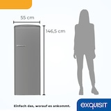 thumbnail of Exquisit Retro-Kühlschrank, ohne Gefrierfach, 229 Liter, groß, 5 Ablagen, RKS325-V-H-161E grau