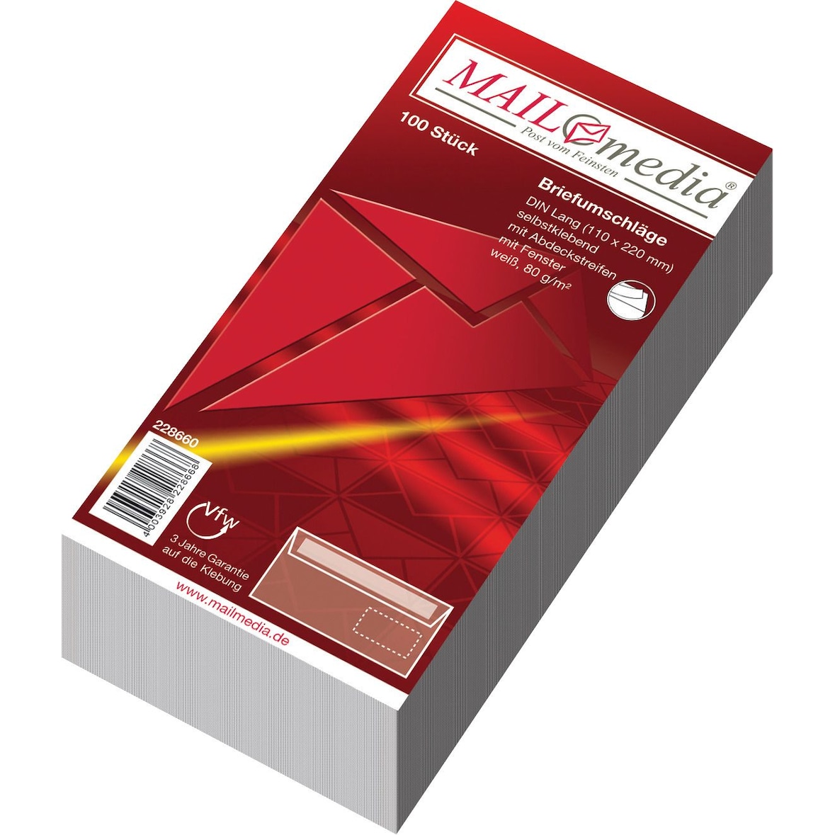 MAILmedia 22866/0 Briefumschlag Offset weiß, DIN Lang, mit Fenster