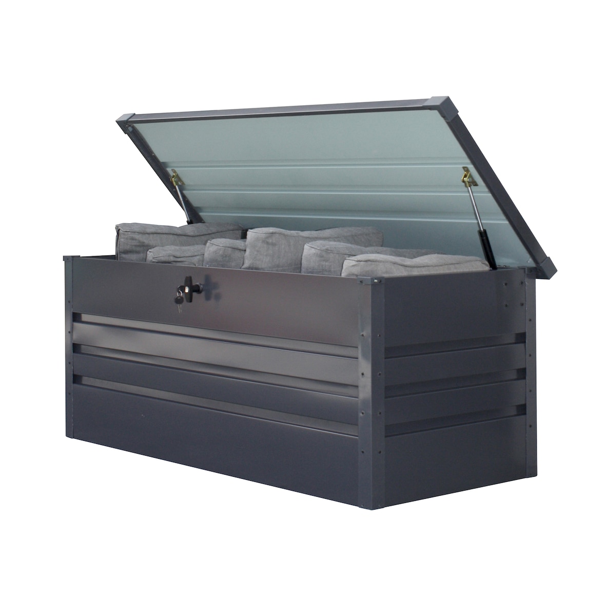 Graue Gartenbox aus verzinktem Stahl anthrazit 600L- SCATOLA
