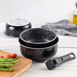 thumbnail of BERGNER Click&Cook - Set de 3 Cazos Ø16/Ø18/Ø20cm en Aluminio Prensado para Inducción Color Negro con Mango