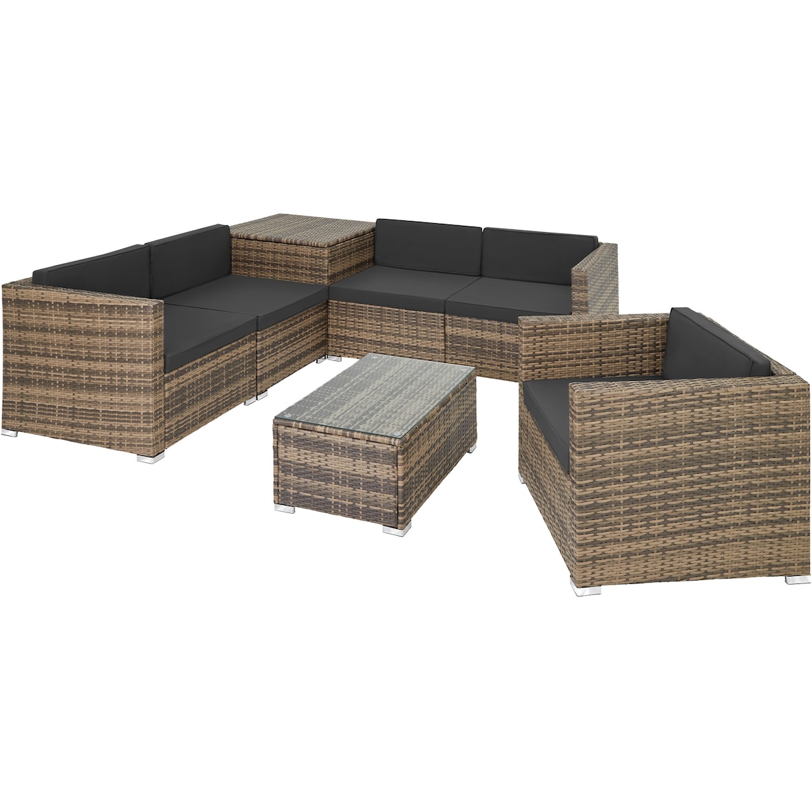 tectake Rattan Lounge Pisa  Natur