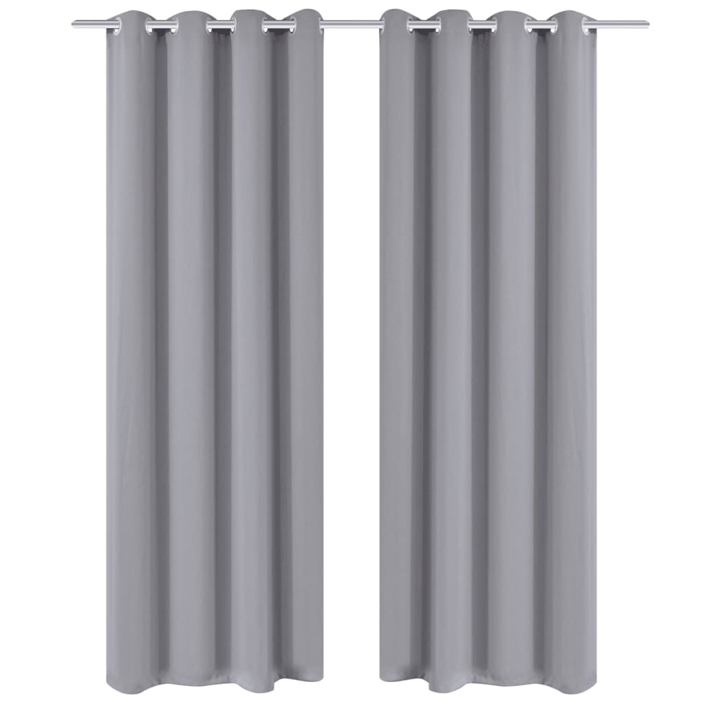 Verduisterende gordijnen met metalen ringen 135 x 245 cm Grijs verduisterend.