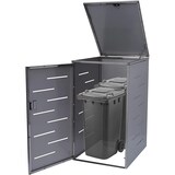 thumbnail of Décoshop26 - Copertura per bidoni della spazzatura da esterno per contenitori fino a 2 bidoni 116x71x98 cm acciaio inox 04_0005590