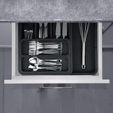 thumbnail of Relaxdays Besteckkasten ausziehbar, HxBxT: 6,5 x 23,5-40 x 31,5 cm, 7 Fächer, Schubladeneinsatz Kunststoff, schwarz