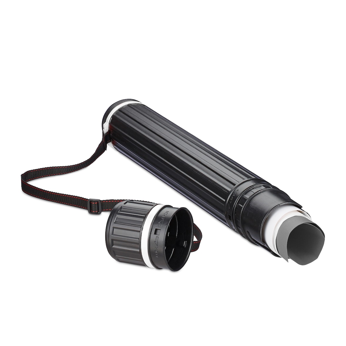 Relaxdays Posterrolle, bis Größe A0, Transport Poster & Zeichnungen, ausziehbar 64–107 cm, Zeichenrolle, schwarz/weiß