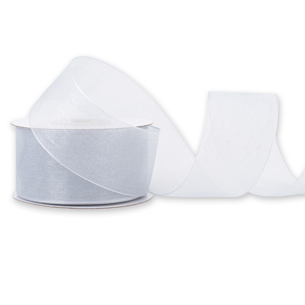 38mm Organzaband 25m Chiffonband Schleifenband Geschenkband Stoffband Breit Silber