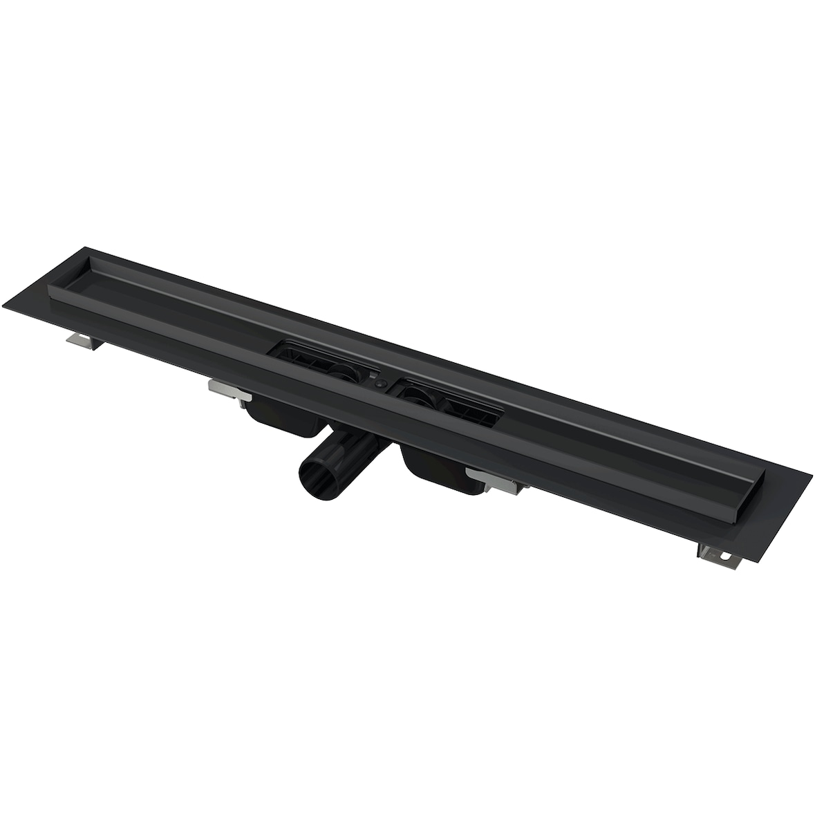 Alcadrain APZ101BLACK Low Duschrinne mit Rand für den perforierten Rost, Schwarz-Matt 850 mm