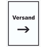 thumbnail of Versand Schild mit Text und Richtungspfeil rechts Lieferung shipping hochkant A0 (841x1189mm)