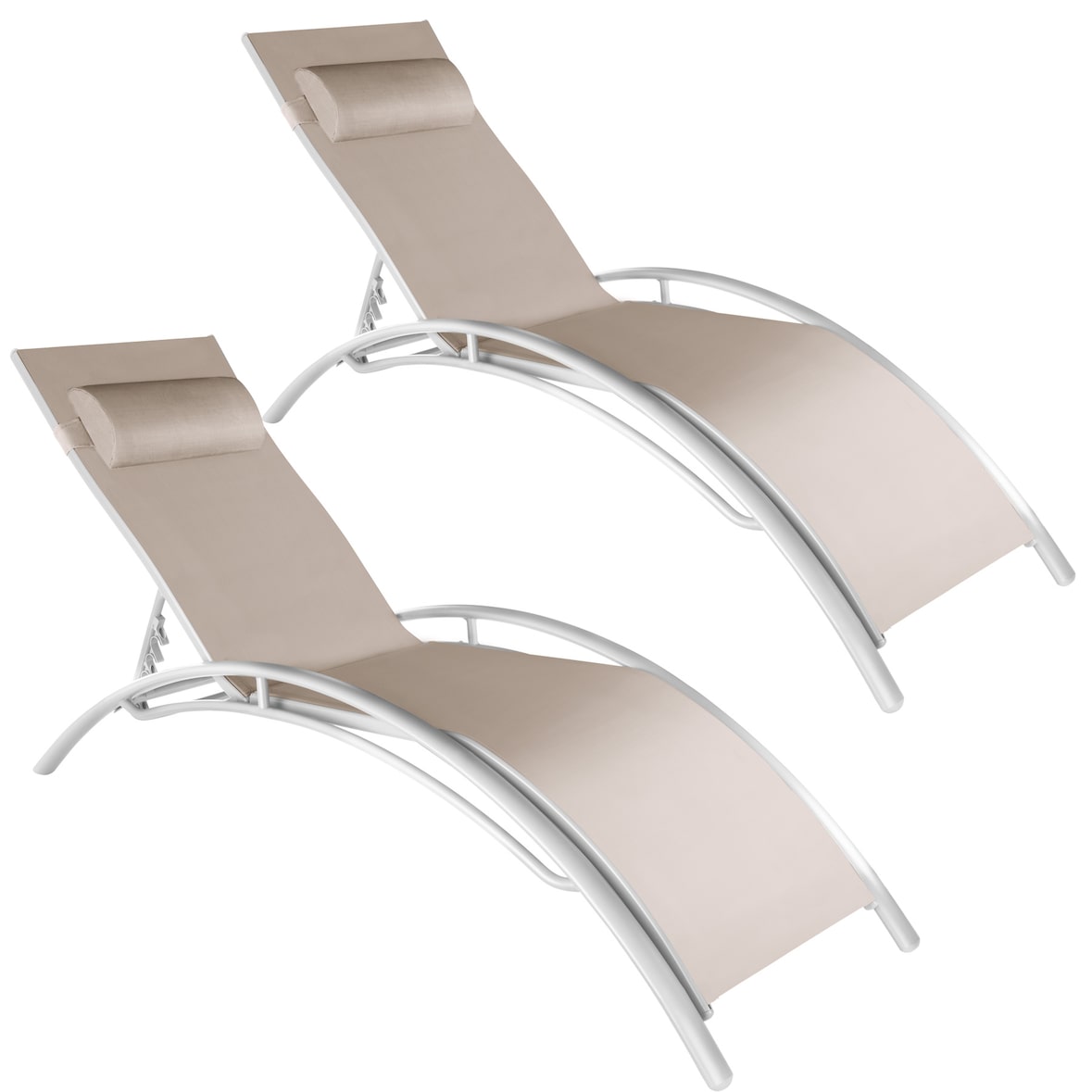 tectake 2 tumbonas de aluminio, de 5 posiciones  Beige