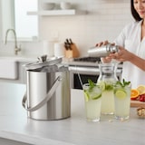 thumbnail of Relaxdays Eisbehälter rund mit Deckel, Eiszange, Eiswürfel-Kühler für Bar, Party, 1,5 Liter, HBT: 17 x 15 x 15cm, silber