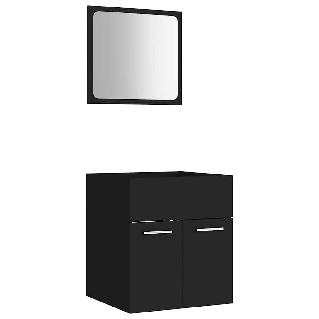 vidaXL 2-tlg. Badmöbel-Set Schwarz Holzwerkstoff 1,5x40x46cm