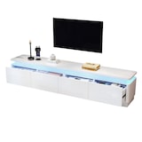 thumbnail of TV Schrank Lowboard 180x34x40 in Weiss Hochglanz mit LED Beleuchtung und 4 Schubladen gebogenes Design fuer 75 Zoll Fernseher