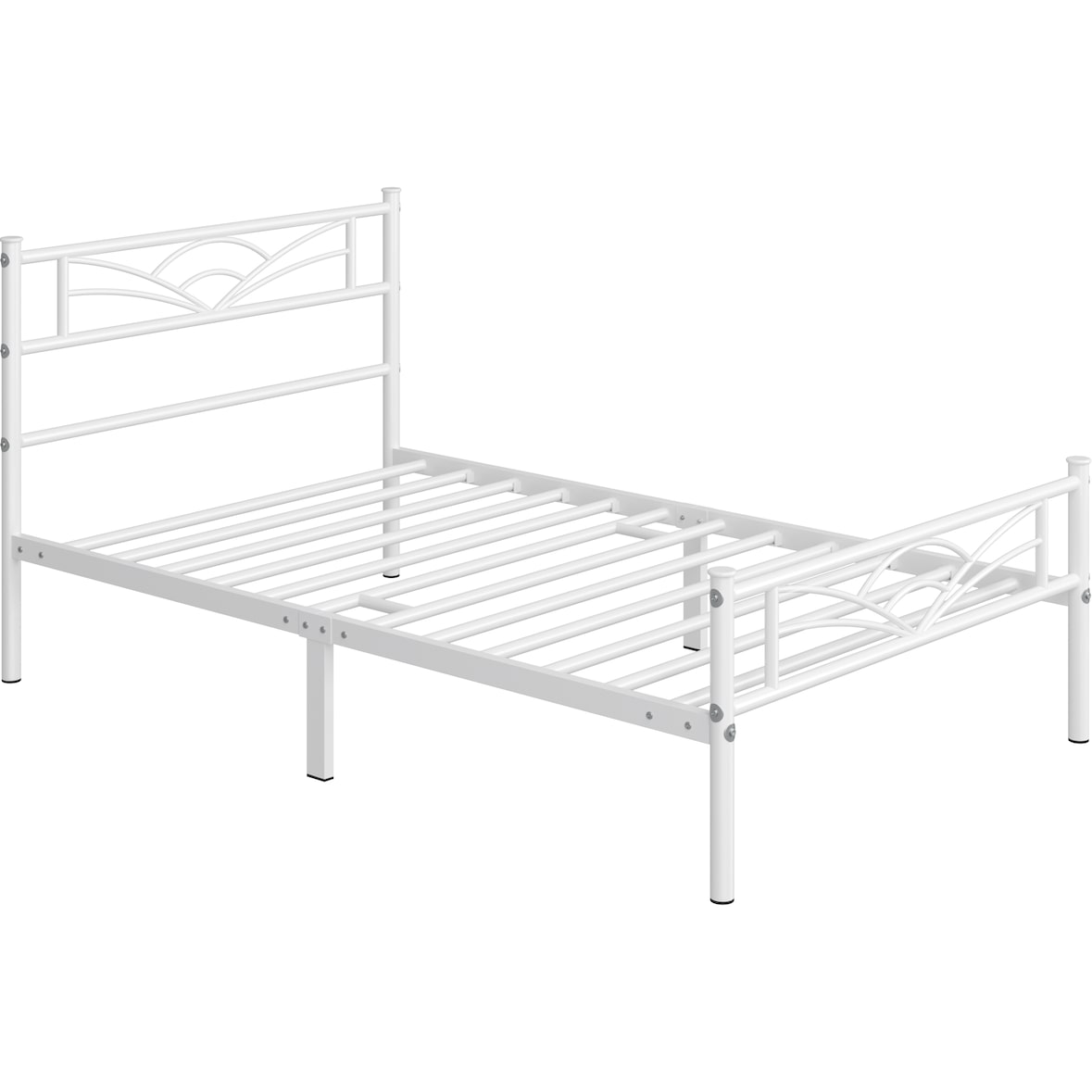 Yaheetech Bettrahmen Metallbett Gästebett Bettgestell aus Metall, Modern Jugendbett mit Lattenrost, für Schlafzimmer Gästezimmer 90 x 190 cm/Weiß