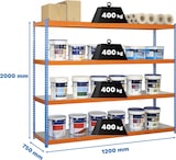 thumbnail of SimonRack Estantería Industrial, 2000x1200x750 mm, 400 kg de Punto Flexión, 4 Estantes Metálicos, Estantería Garaje, Azul/Naranja/Galva - Ecoforte