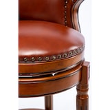 thumbnail of Barhocker mit Rückenlehne 96x55x55 cm drehbar 360 Grad Braun, Sitz aus echtem Leder, Massivholzgestell in Elfenbein, bequem gepolstert
