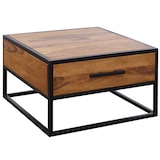 thumbnail of Industrie-Stil Couchtisch, Metall und Holz, Schublade, 50 kg Belastbarkeit. 65x65x38 cm | Kadima Design