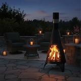 thumbnail of Relaxdays Terrassenofen mit Funkenschutz Tür, dekorative Feuerstelle für Holz, Gartenofen, HxD: 120x45cm, Stahl, schwarz