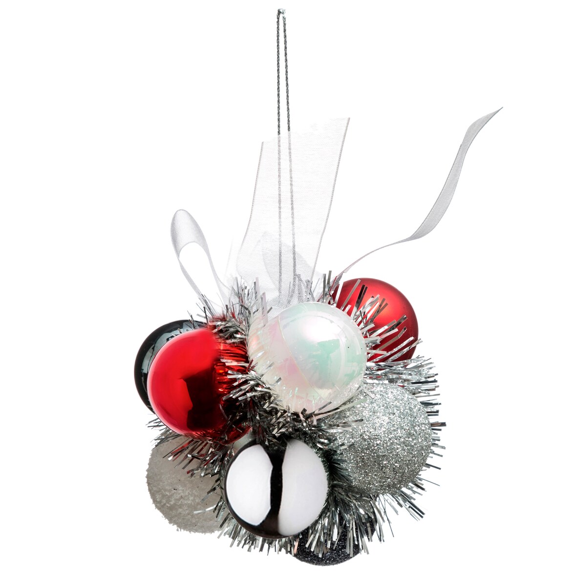 Atmosphera - Blume mit 11 bunten Weihnachtskugeln aus Kunststoff