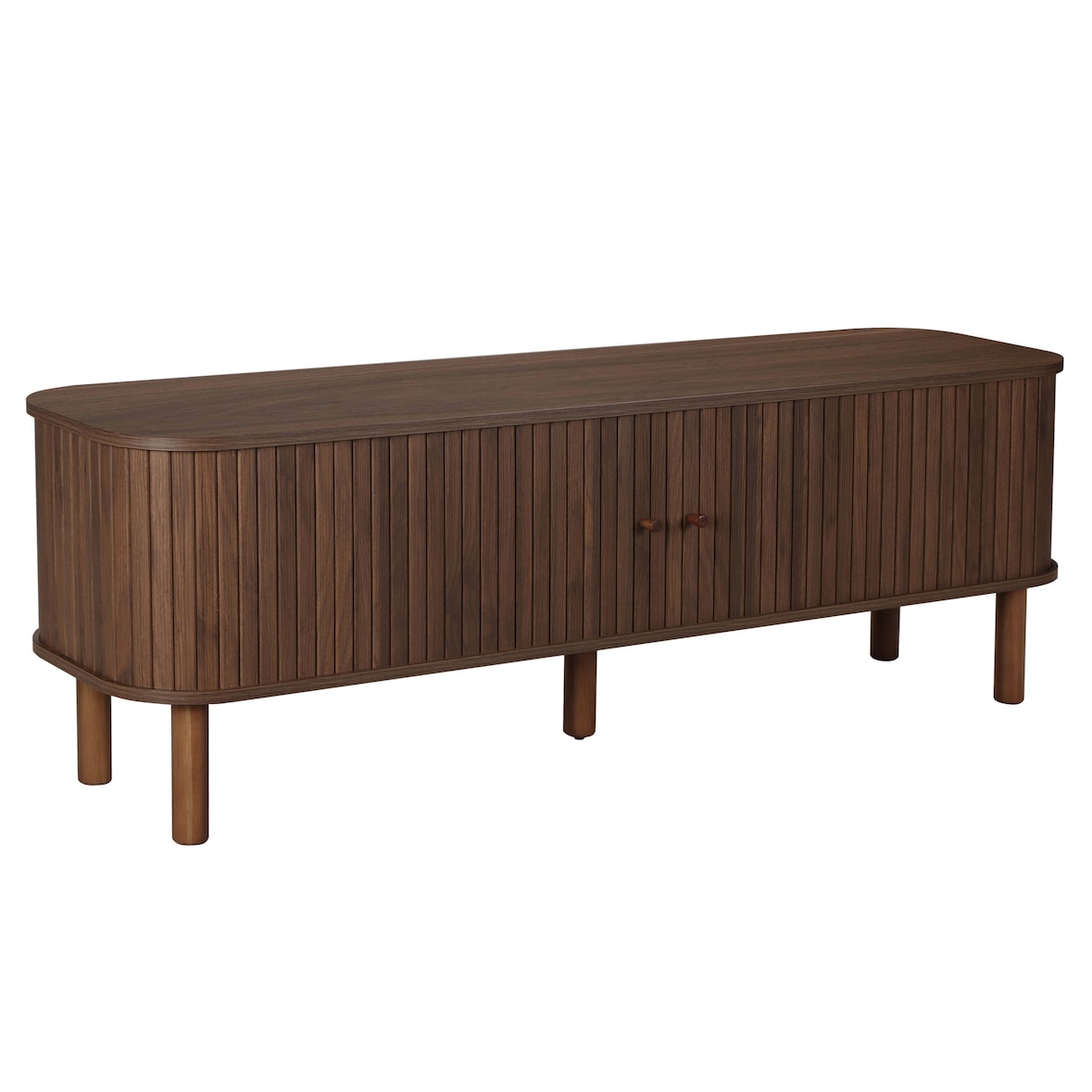 Meuble TV scandinave rectangulaire 2 portes L150 cm effet bois foncé