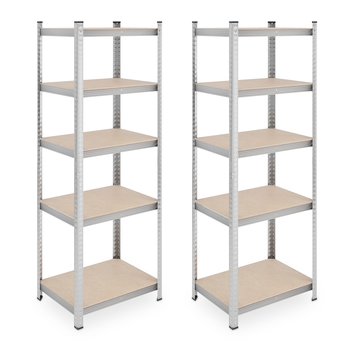 Relaxdays Schwerlastregal 2er Set, 500 kg, Stahl, Lagerregal, Keller, Garage, zum Stecken, HBT: 180 x 60 x 45 cm, silber