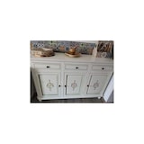 thumbnail of shopinnovativo -Credenza 3 ante 3 cassetti arte povera in legno massello e mdf con rifinitura in bianco filo verde con decori 158x47x103 H