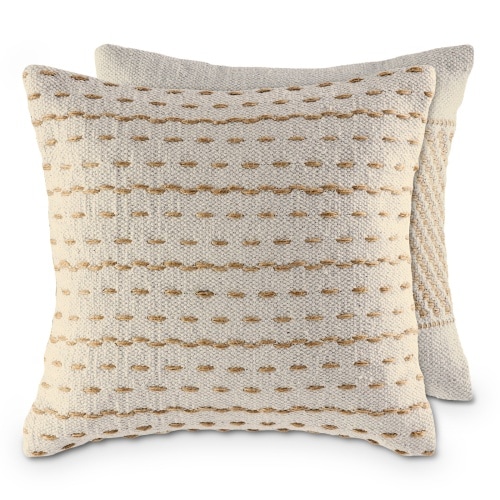 Sofakissen 40x40cm Set 2Dekokissen Zierkissen Baumwolle u. Jute natur