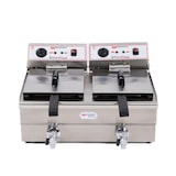thumbnail of Freidora Eléctrica de Doble cuba, Profesional en Acero Inoxidable - con Grifo de Desagüe - 13+13 Litros, Capacidad de Aceite 10+10 Litros