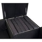 thumbnail of Poly-rattan set HWC-D21, balkon/tuin/lounge set Zitgroep, opbergvak ~ antraciet, donkergrijze kussens