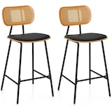 thumbnail of COSTWAY Set di 2 Sgabelli da Bar con Schienale in Rattan, Sgabello da Bancone con Cuscino della Sedia e Poggiapiedi