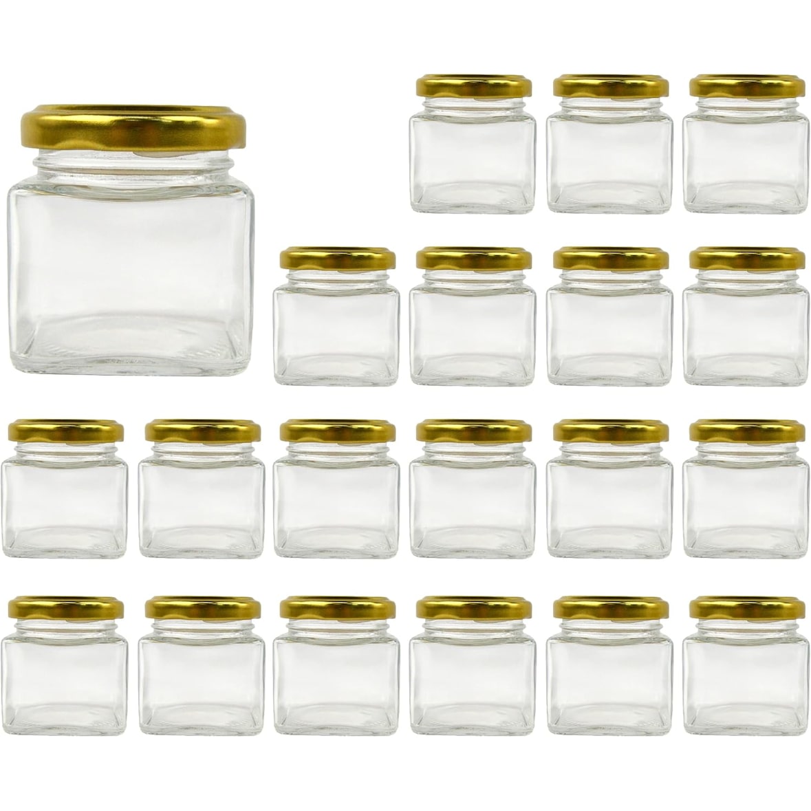 20x Frasco de Vidro Quadrado para Especiarias 80ml com Tampa - Frascos de Arrumação para a Cozinha - Especiarias, Compota, Iogurte