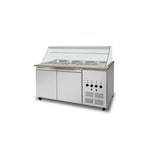 thumbnail of Skyrainbow SNACK-Line bain-marie toonbank 4x GN1/1, graniet roze-grijs, 153x82x85,5 Glazen bovenbouw helder glas met klembord, H=496mm