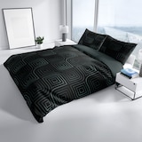 thumbnail of Baumwolle Bettwäsche 200x220 cm Schwarz Petrol Punkte Wendeseite mit Reißverschluss